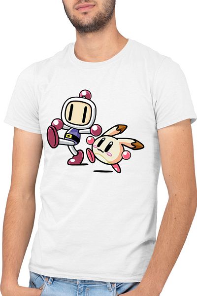 OEM Men's T-shirt Bomberman Kirby Game Arcade 2D