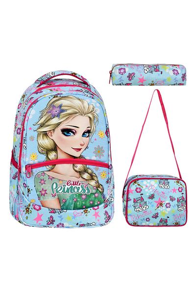 Çanta Trend Geantă de școală Frozen din 3 piese pentru școala primară cu model, nutriție pentru fete și suport pentru stilou