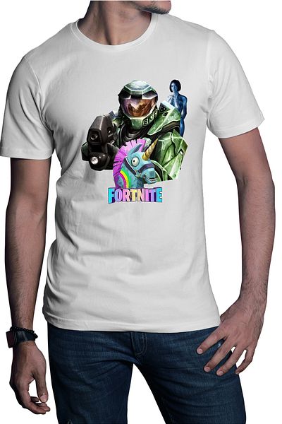 OEM Men's T-shirt Halo Chief Cortana Fortnite Blade Battle