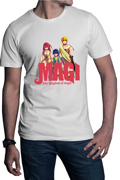 OEM Tricou barbati Magi The Labyrinth of Magic Spirit Group Angry Pose Red Logo