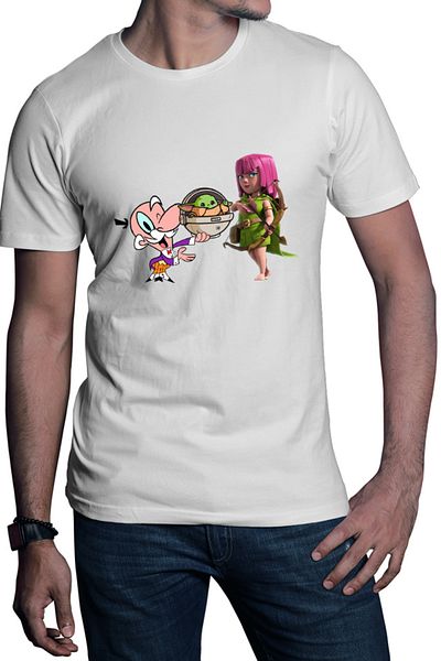 OEM Tricou barbati Clash of Clans Powerpuff Girls Mayor Star Wars Baby Yoda