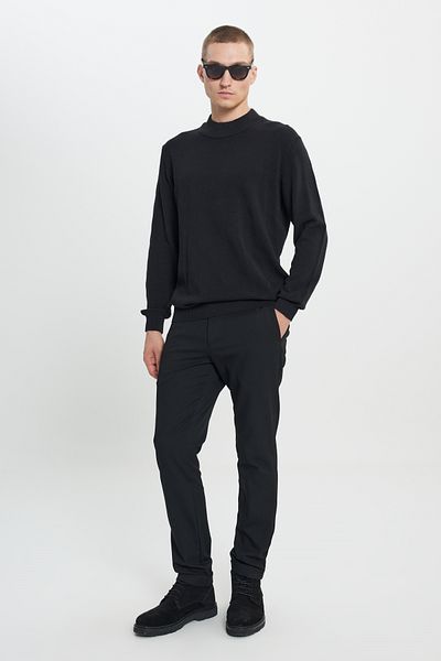 AC&Co / Altınyıldız Classics Men's Black Standard Fit Regular Cut Half Turtleneck Cotton Jacquard Knitwear Sweater