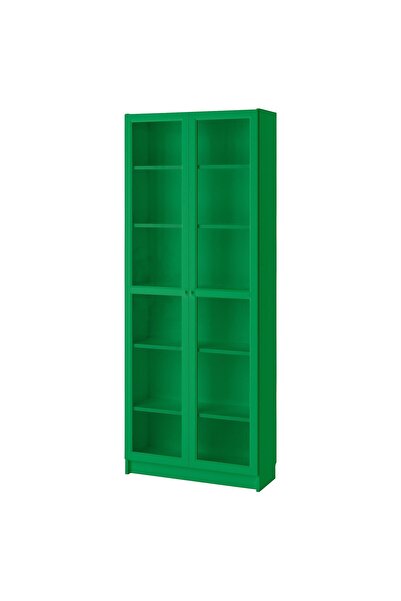IKEA cam kapaklı kitaplık, yeşil, 80x30x202 cm