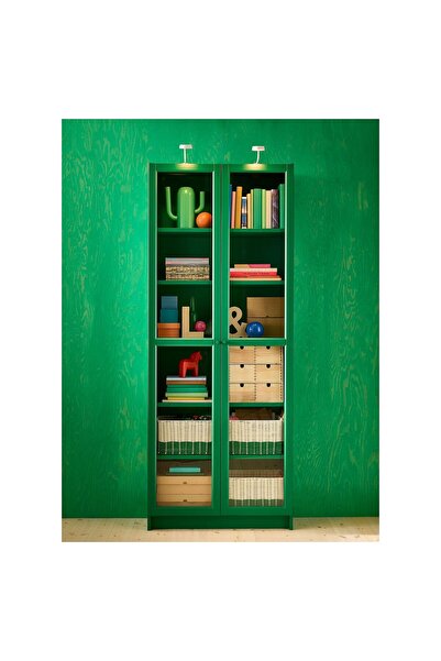 IKEA cam kapaklı kitaplık, yeşil, 80x30x202 cm