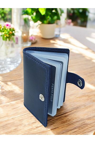CRONDER Genuine Leather Men's & Women's Card Holder Wallet - Transparent Pocket - Handmade