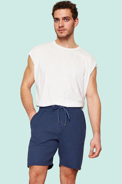 PayBuy Men's Slim Fit Textured Waffle Shorts Elastic Waist Comfortable Daily Summer Weekend Quality Material