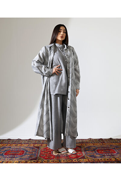 Fi'l Arz Fashion Comfortable Fit Long Viscose Linen Suit