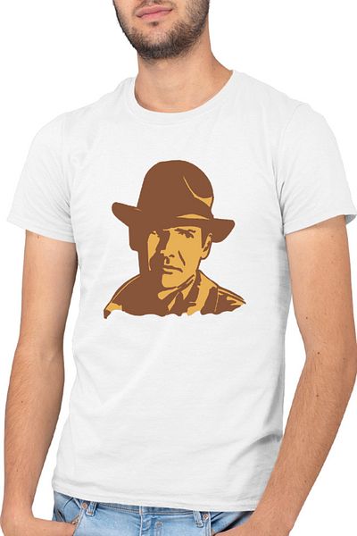 OEM Men's T-shirt Indiana Jones Portrait Art Wolfgang Hohlbein