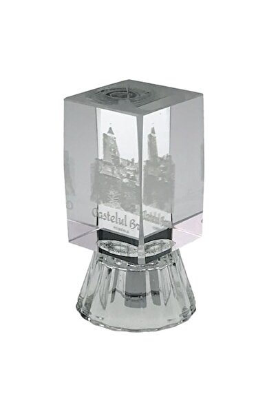 OEM Decorațiune din sticlă cu LED, Castelul Bran, 3x6 cm, Transparentă