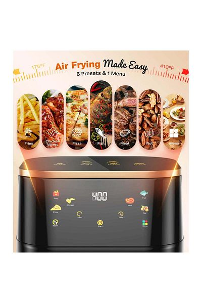 DRSELL Hot air fryer 10L, 2400W, 10 programs, glass bowl, LED display