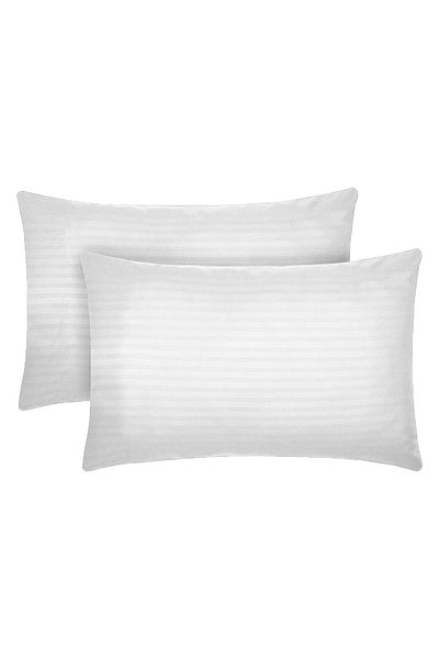Five Store Set 2 huse perna din damasc, dunga 1 cm, densitate 130 g/mp, Alb, 45/45cm