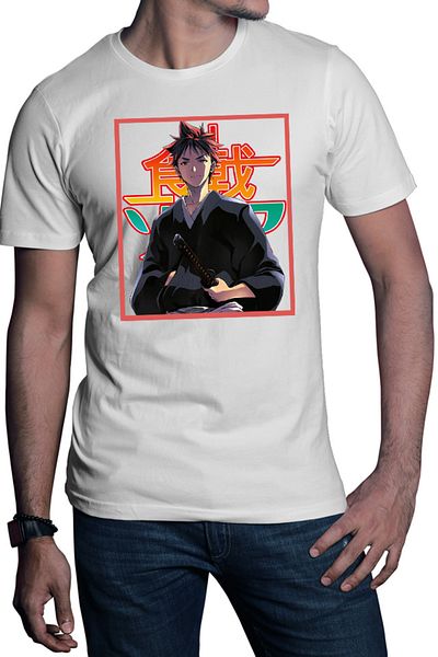 OEM Men's T-shirt Food Wars Souma Samurai Katana Otaku