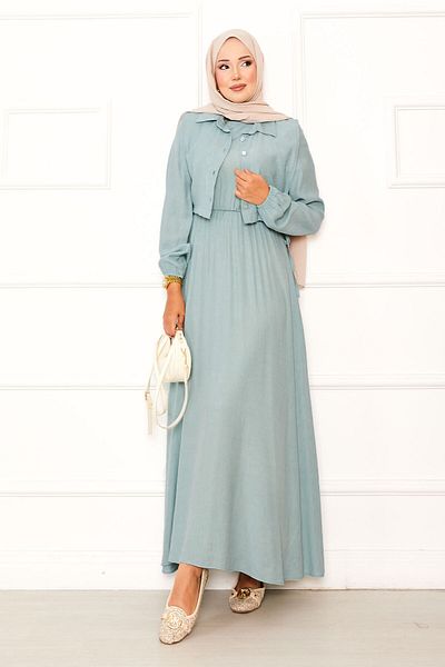 EBRUTESETTÜR Bolero Waist Gathered Hijab Dress Set