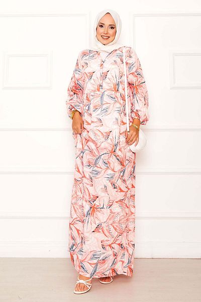 EBRUTESETTÜR Half Button Leaf Pattern Modal Dress