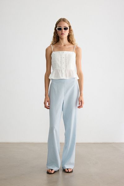BE BLUE PANTALONI PALAZZO DE BUMBAC ALBASTRU