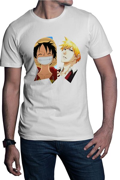 OEM Men's T-shirt Bleach Ichigo One Piece Luffy Anime Manga