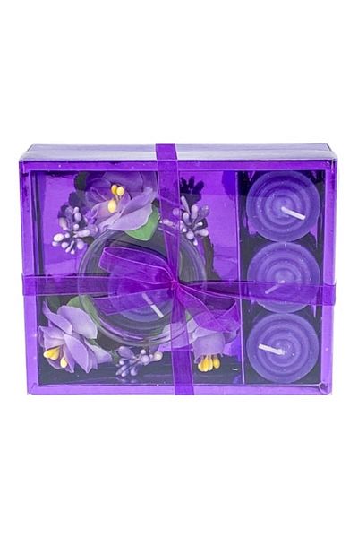 OEM Set de lumânări decorative cu cupă de sticlă, flori și tablete de ceară