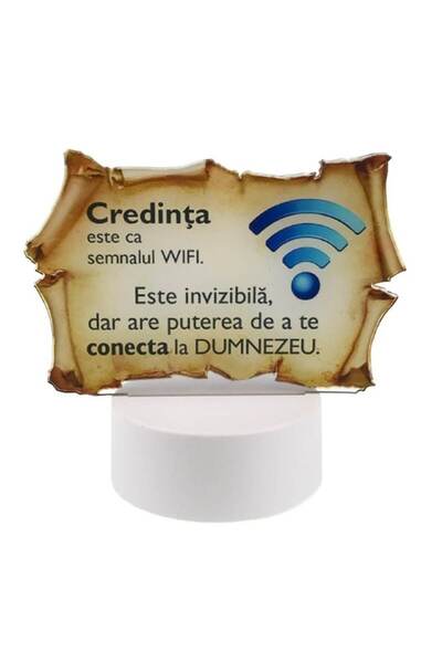 OEM Lampă de noapte în formă de papirus cu textul „Credință” - 15x14 cm