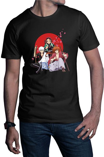 OEM Tricou barbati Rurouni Kenshin Samurai Sakura Trio Harakiri