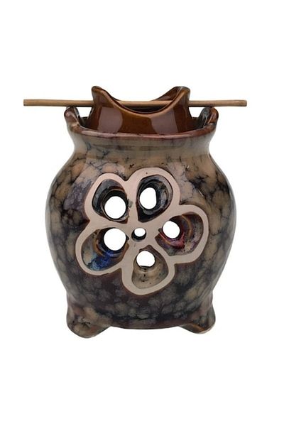 OEM Ceramic Candle Holder with Wooden Base, 8x10cm, Multicolor, M2