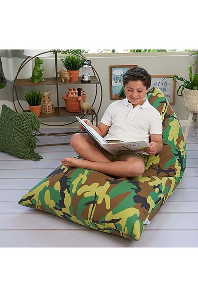 OEM Husă pentru fotoliu puf cu fluture, pânză/bumbac, verde militar, 76,2 x 127 x 88,9 cm
