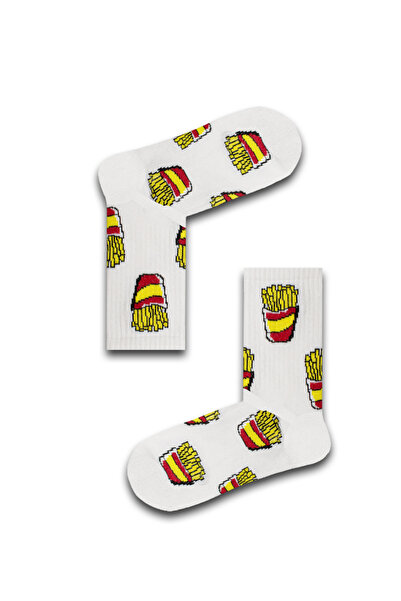 Neşeli Çoraplar Fast Food Desenli Unisex Atletik Çorap