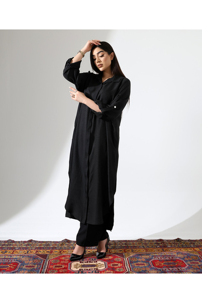 Fi'l Arz Fashion Long Sofia Linen Loose Shirt Suit