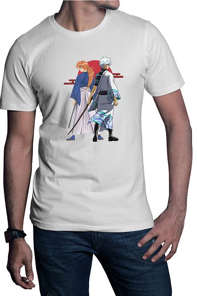 OEM Tricou barbati Rurouni Kenshin Kenshin Gintoki Samurai Pose
