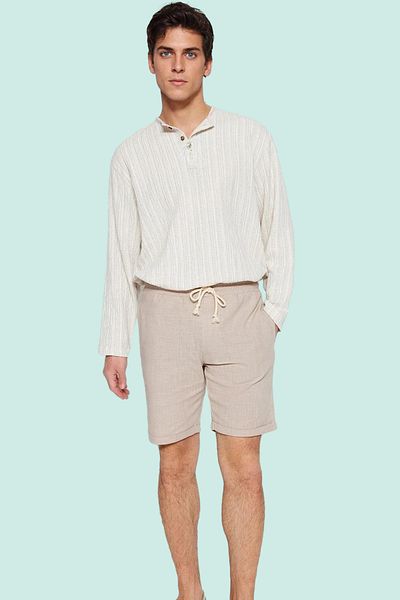 PayBuy Men's Linen-Look Cotton Shorts Comfortable Fit Daily Use Indispensable for Weekend Summer