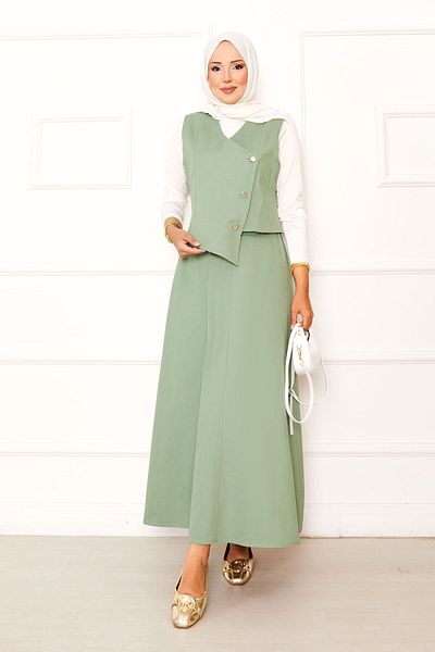 EBRUTESETTÜR Asymmetric Vest Gabardine Double Skirt Suit