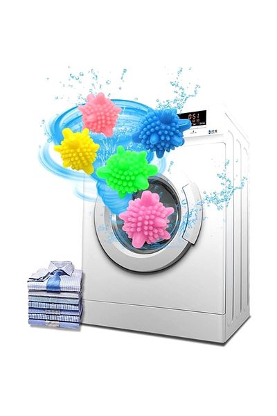 Aptel Set of 5 anti-fluff balls for washing machines, plastic, multicolor, 5 cm