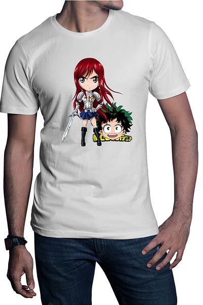 OEM Men's T-shirt Fairy Tail Erza Deku My Hero Academia