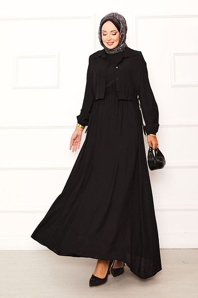EBRUTESETTÜR Bolero Waist Gathered Hijab Dress Set