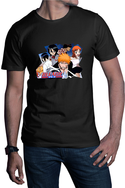 OEM Мъжка тениска Bleach Ичиго Куросаки Аниме Манга Кръу десен