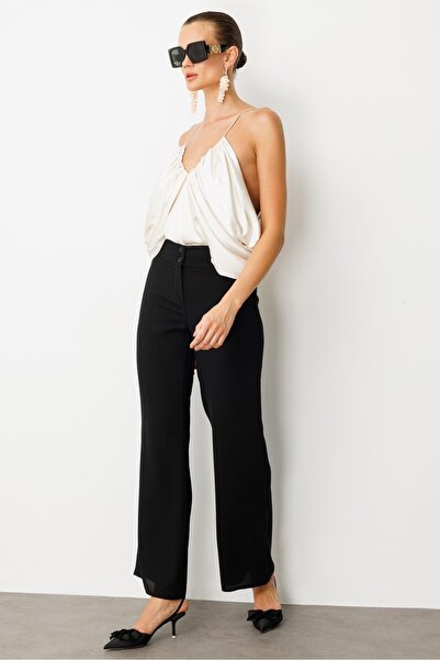 accort Bol Paça Krep Pantolon-SİYAH