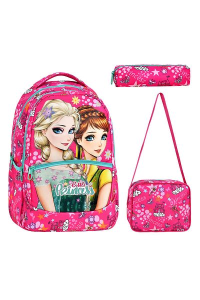 Çanta Trend Geantă de școală Frozen din 3 piese pentru școala primară cu model, nutriție pentru fete și suport pentru stilou