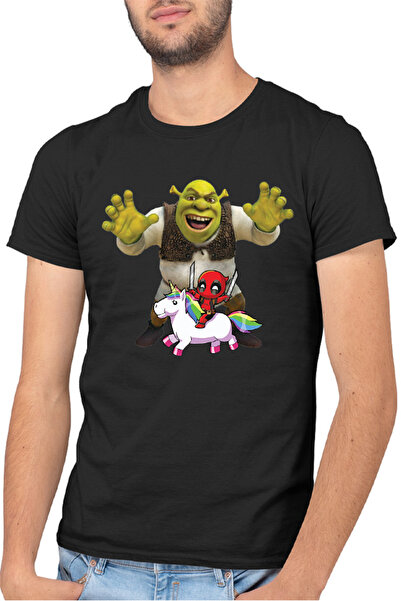 OEM Tricou barbati Shrek Deadpool Scary Unicorn