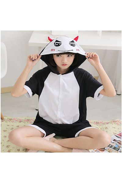 zzz sleep good sleeping !!! Short jumpsuit pajamas for children, devil pattern, black-white color, KIGURUMI