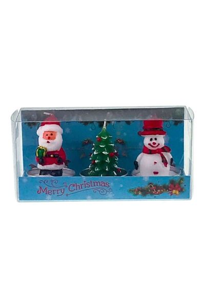 OEM Set of Three Wax Candles in Christmas Figurine Shape - 14x7 cm