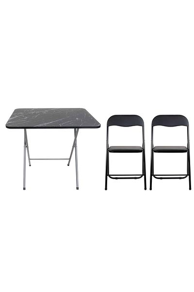 Z-Tools Folding table with mdf top, dimensions 60x80x70cm, black + 2 x folding kitchen chairs ZLN6975_2S