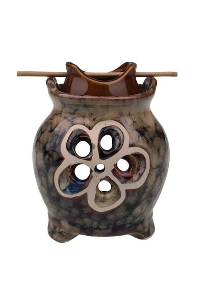 OEM Ceramic Candle Holder with Wooden Base, 8x10cm, Multicolor, M2
