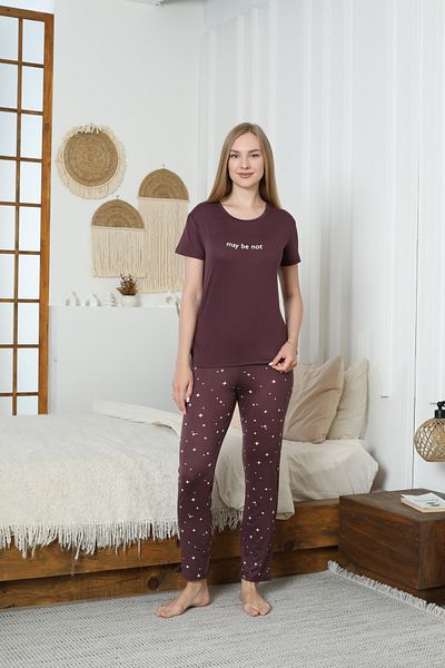 LİLA İÇ GİYİM Women's Milan Short Sleeve Pajama Set