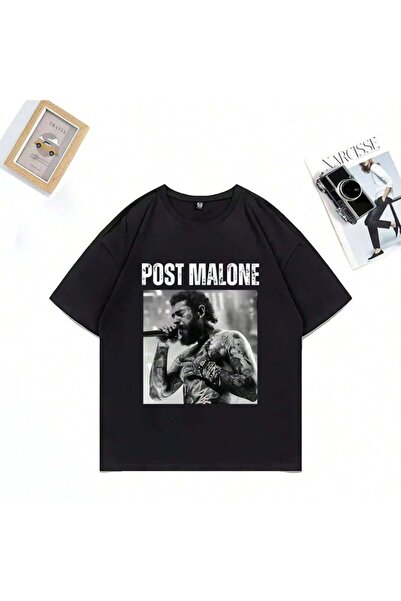 MAGORS Tricou negru unisex cu decolteu cu decolteu 100% bumbac cu imprimeu Po...