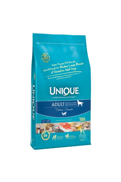 Unique Sensitive Somonlu Orta ve Büyük Irk Düşük Tahıllı Yetişkin Köpek Maması 3 Kg