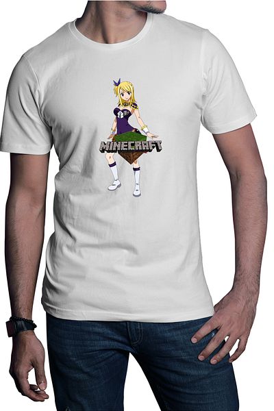 OEM Men's T-shirt Fairy Tail Lucy Minecraft Fan Anime Manga