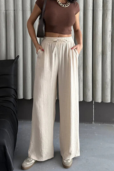 ModaLavida Lavida Comfortable Fit Wide Leg Muslin Women's Trousers