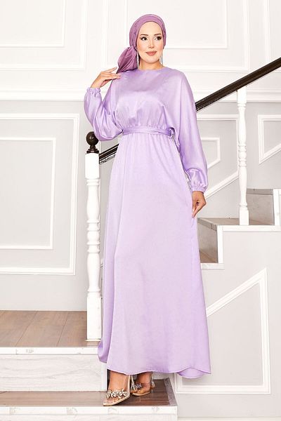 EBRUTESETTÜR Serpme Stone Detailed Mobile Belted Bat Sleeve Dress