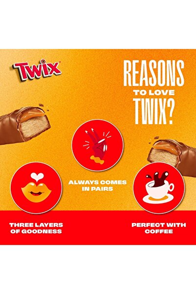 Twix Twix Crunchy Chocolate Bar Topped with Caramel, 40 x 25g Carton