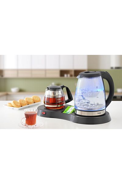JANO Electric Glass Water Kettle 1.8L with Glass Teapot 0.75L – 1500W