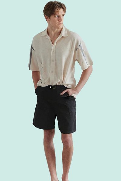 PayBuy Men's Gabardine Capri Shorts High Waist Straight Silhouette Cotton Daily Use Modern Design